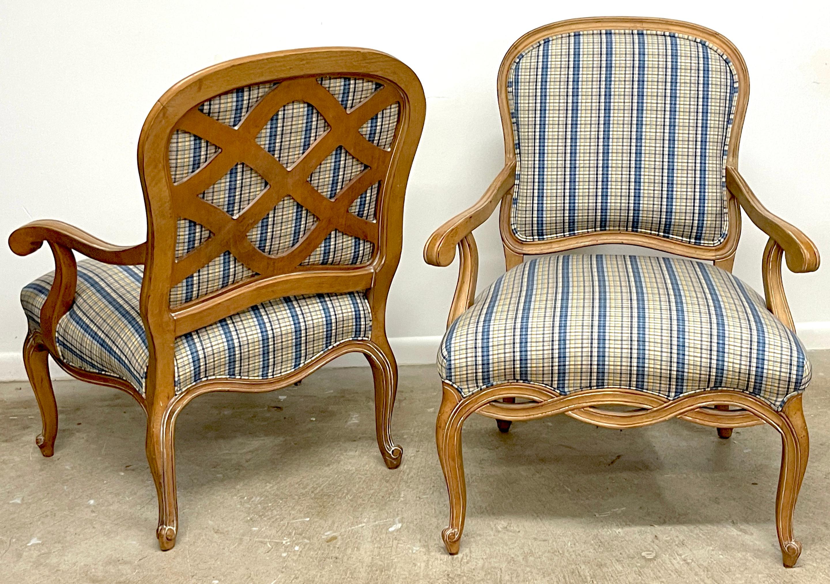 Pair Generous Italian Neoclassical Style Bleached Fruitwood Bergere /Armchairs  For Sale 5