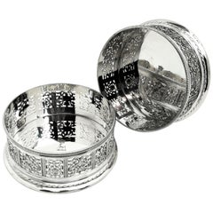 Pair Geo. III Georgian Silver Wine Bottle Coasters, 1818