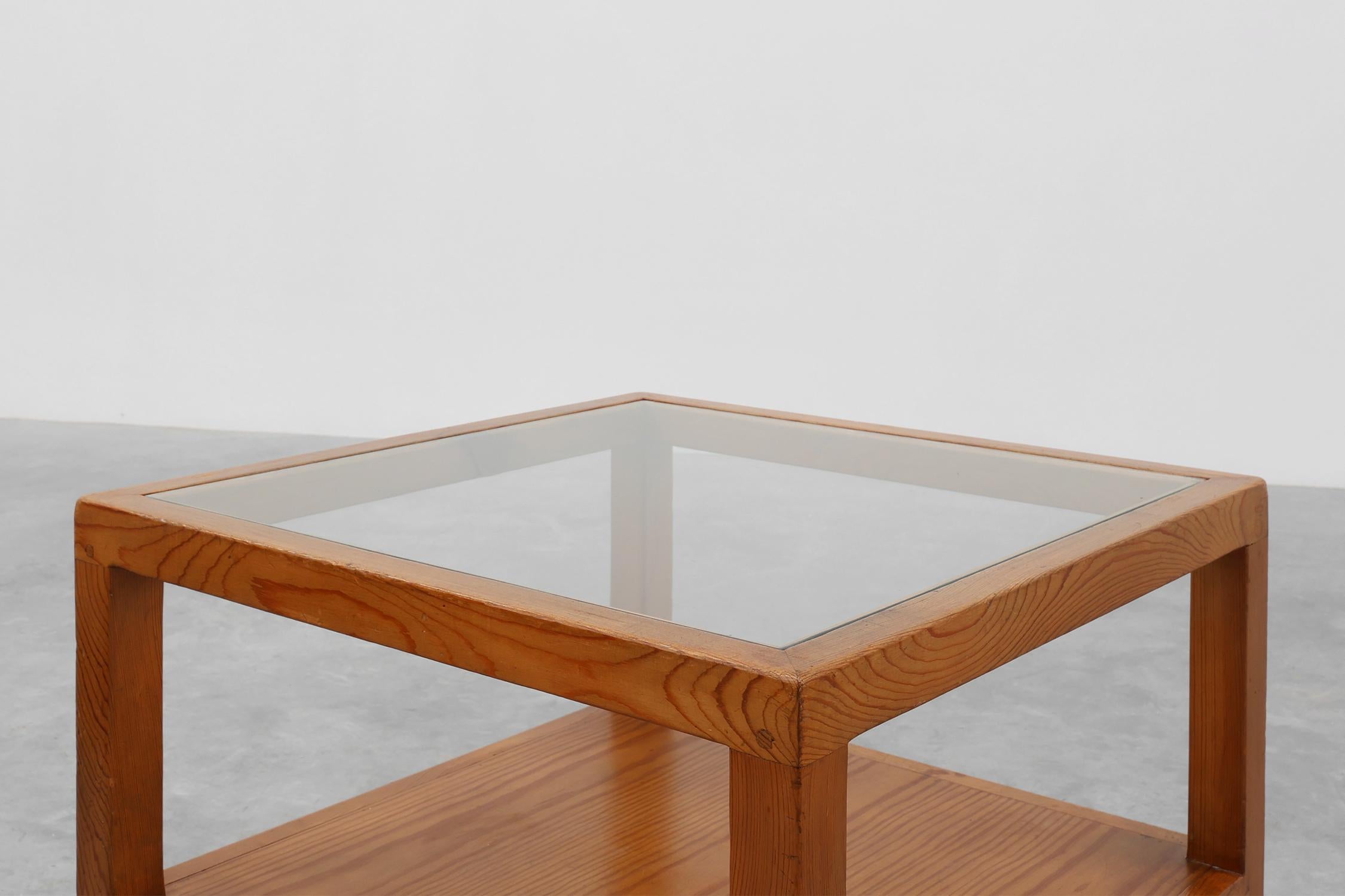 Spain / 1960 / set coffee tables / pine wood, glass / Mid-century / Rustic / Brutalist

Set off two rustic coffee tables or large side tables in pine wood with glass top by Biosca, Spain from the 1960s. The signature deeply raised and moulded