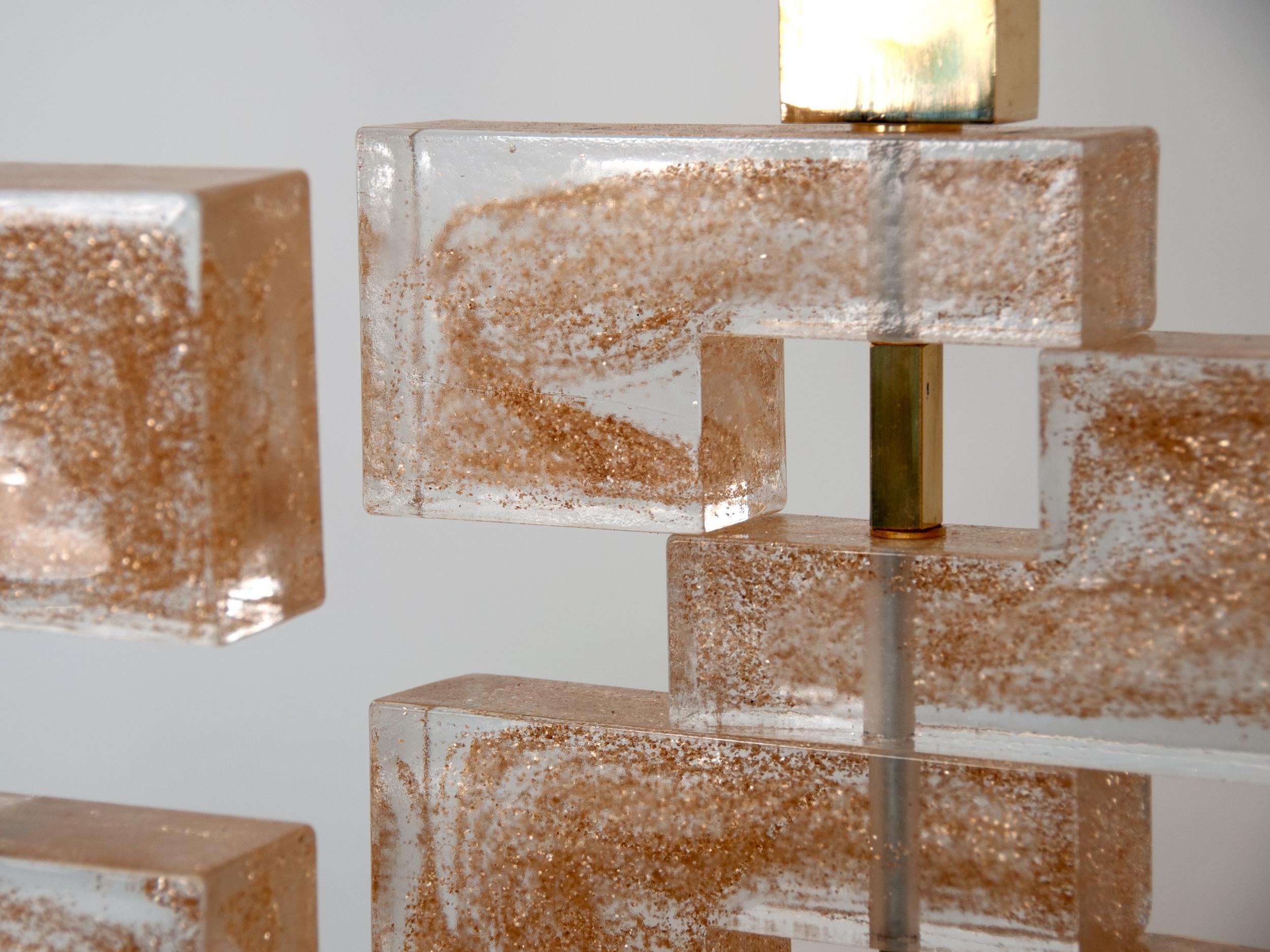 Italian Pair of Geometric Murano Glass Lamps