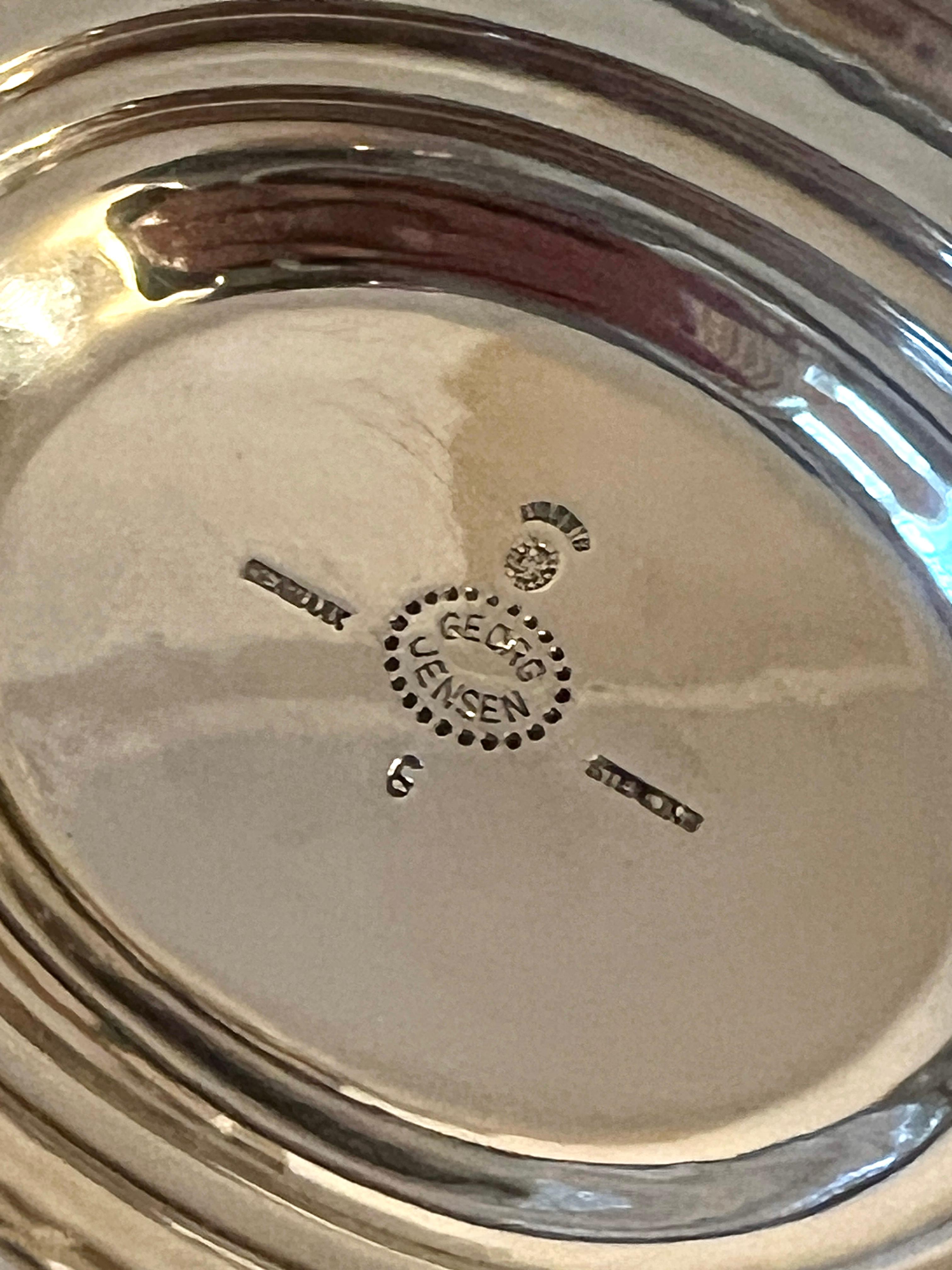 Pair Georg Jensen Danish Sterling Siver Bowl 17 B Designed by  Johan Rohde 3