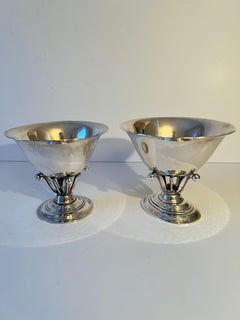 Pair Georg Jensen Danish Sterling Siver Bowl 17 B Designed by  Johan Rohde