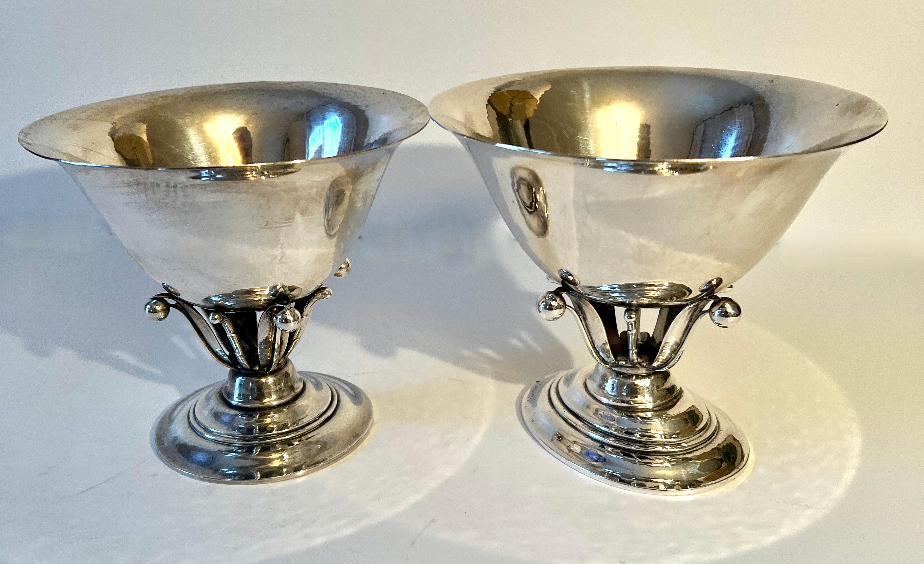 Art Nouveau Pair Georg Jensen Danish Sterling Siver Bowl 17 B Designed by  Johan Rohde