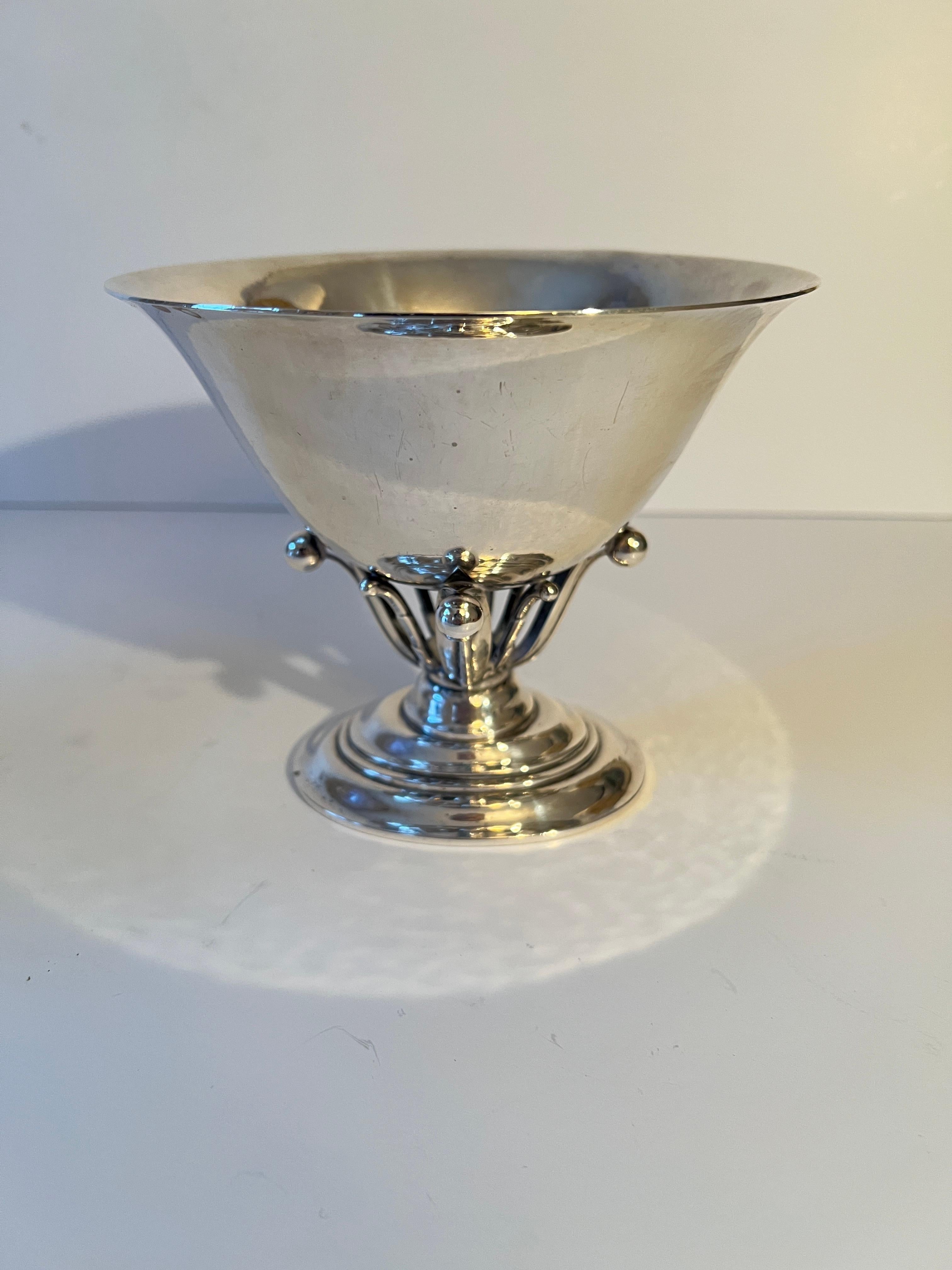 Pair Georg Jensen Danish Sterling Siver Bowl 17 B Designed by  Johan Rohde 2