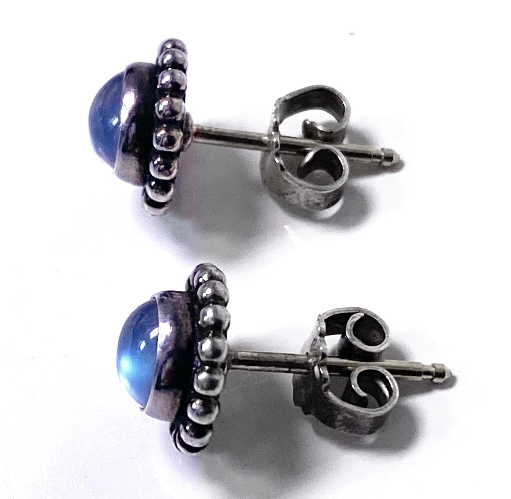 Pair Georg Jensen Moonstone Earrings Moonlight Blossom.  1