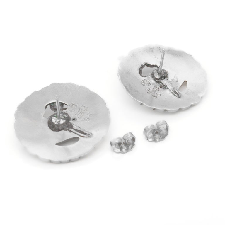 Boucles D'oreilles Georg Jensen En Argent 925 Avec Grenats - Modèle #720 De 2007, Occasion
