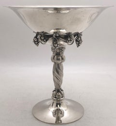 Pair Georg Jensen Sterling Silver Large Tazzas / Compotes in Grape Pattern #264A