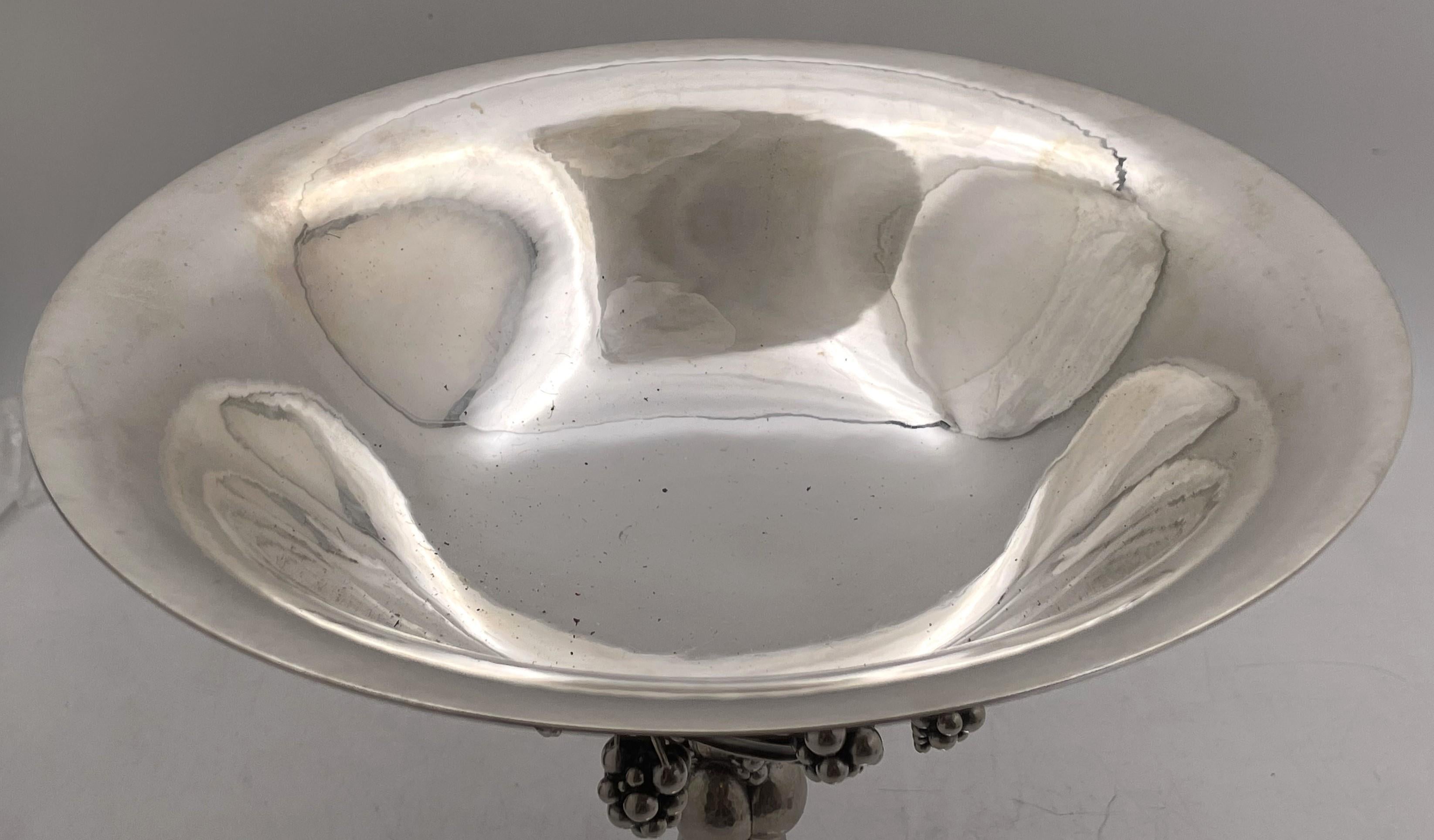 Danish Pair Georg Jensen Sterling Silver Large Tazzas / Compotes in Grape Pattern #264A For Sale