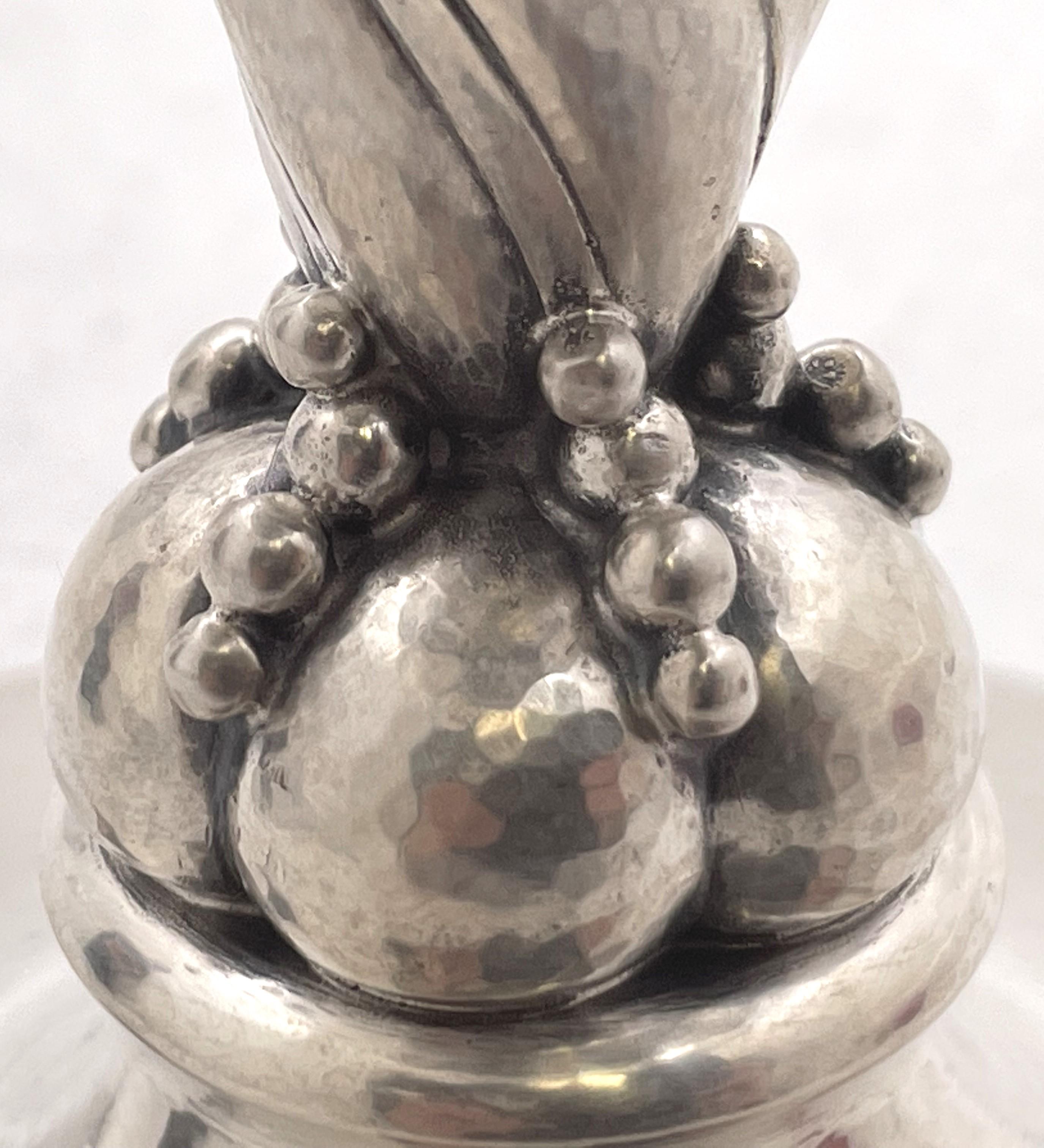 Pair Georg Jensen Sterling Silver Large Tazzas / Compotes in Grape Pattern #264A For Sale 3