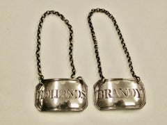 Pair George 111 Silver Brandy and Hollands Labels Dated 1809 Joseph Willmore