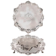 Pair of George II Silver Salver by Alexander Johnston, London, 1759