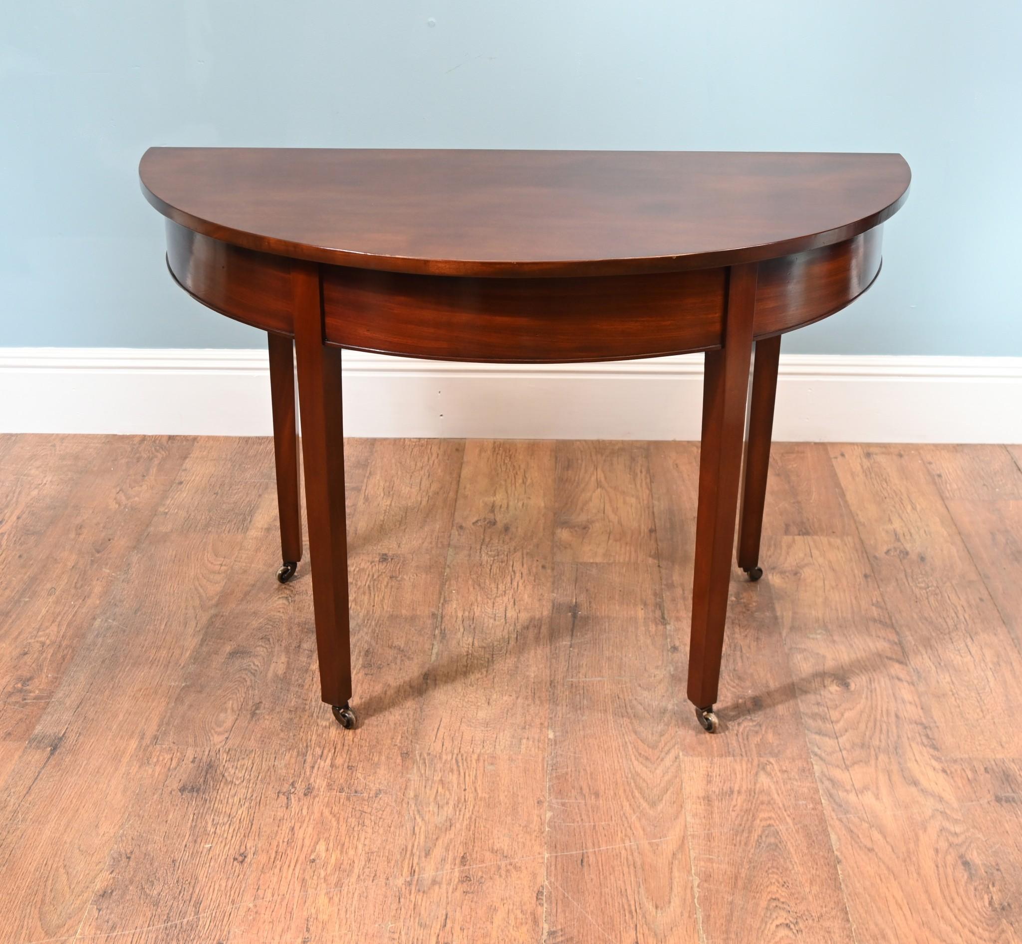 Pair George III Console Tables Mahogany Demi Lune 1790 For Sale 3