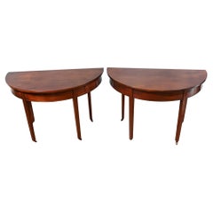 Pair George III Console Tables Mahogany Demi Lune 1790