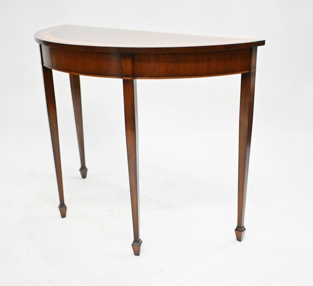 Pair George III Console Tables Mahogany Demi Lune 2