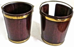 Pair of George III Brass-Bound Buckets; 1 Peat and 1 Plate, English