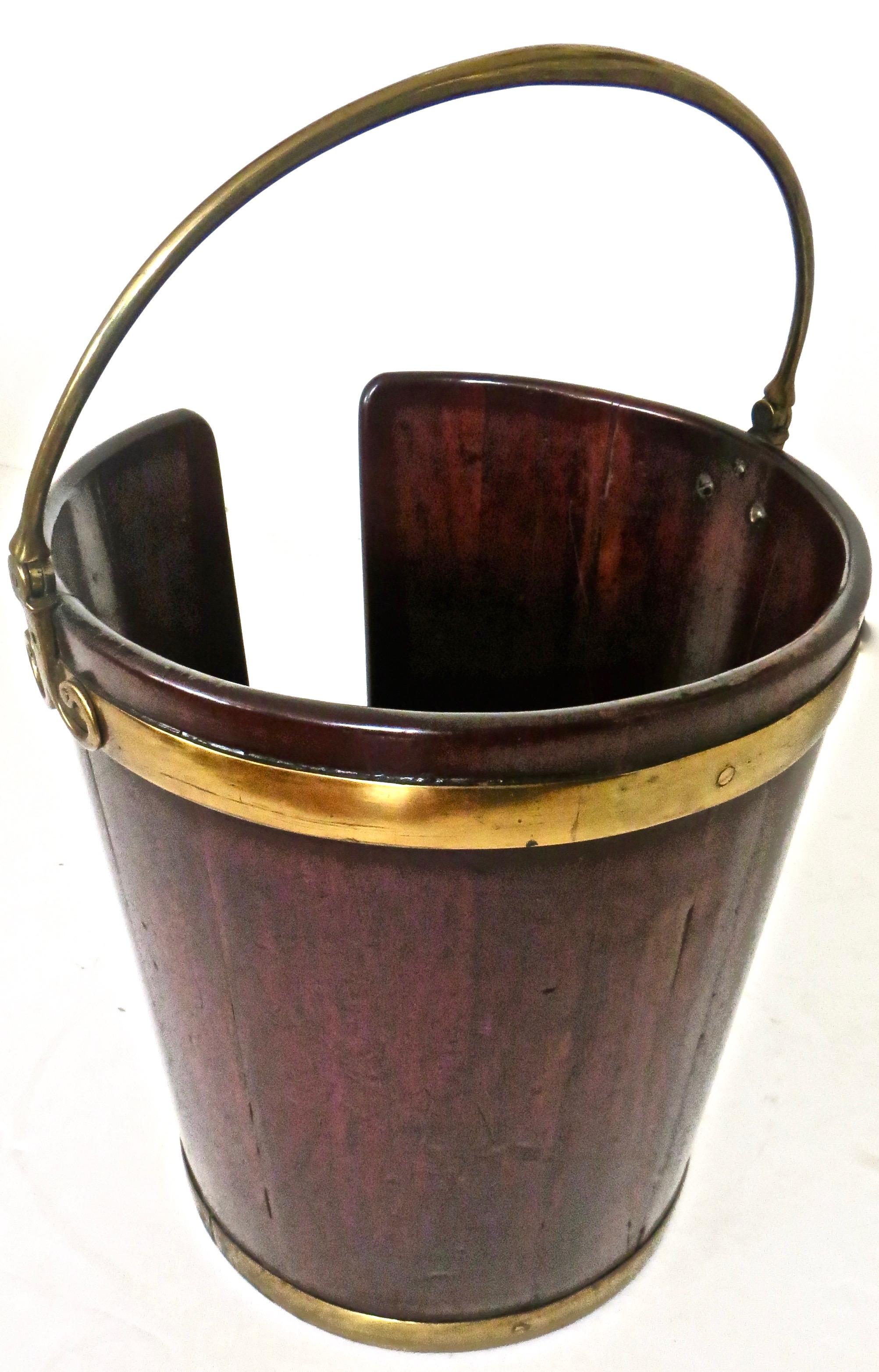 Pair of George III Mahogany Brass-Bound Buckets; 1 Peat and 1 Plate, English 1
