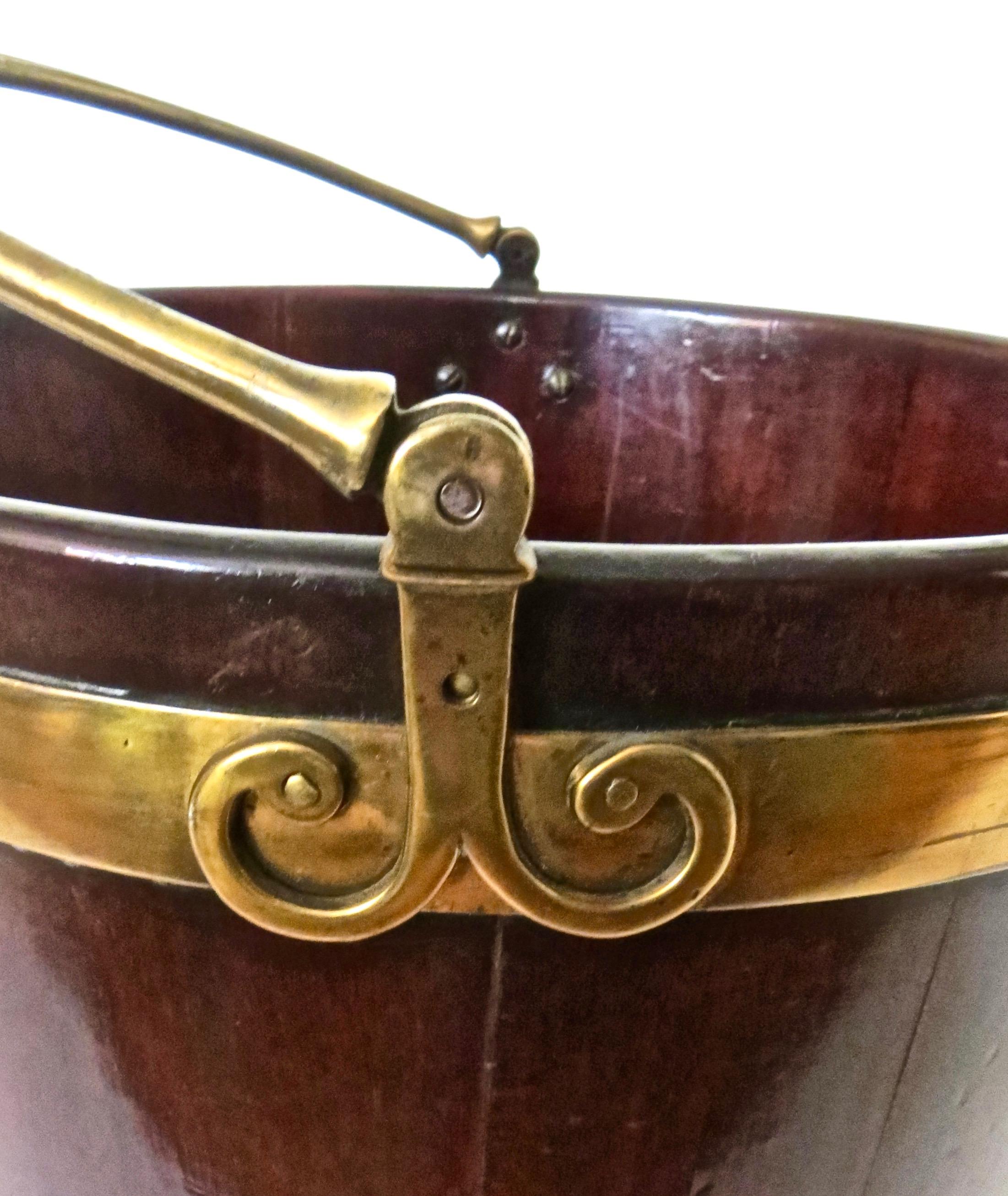 Pair of George III Mahogany Brass-Bound Buckets; 1 Peat and 1 Plate, English 4