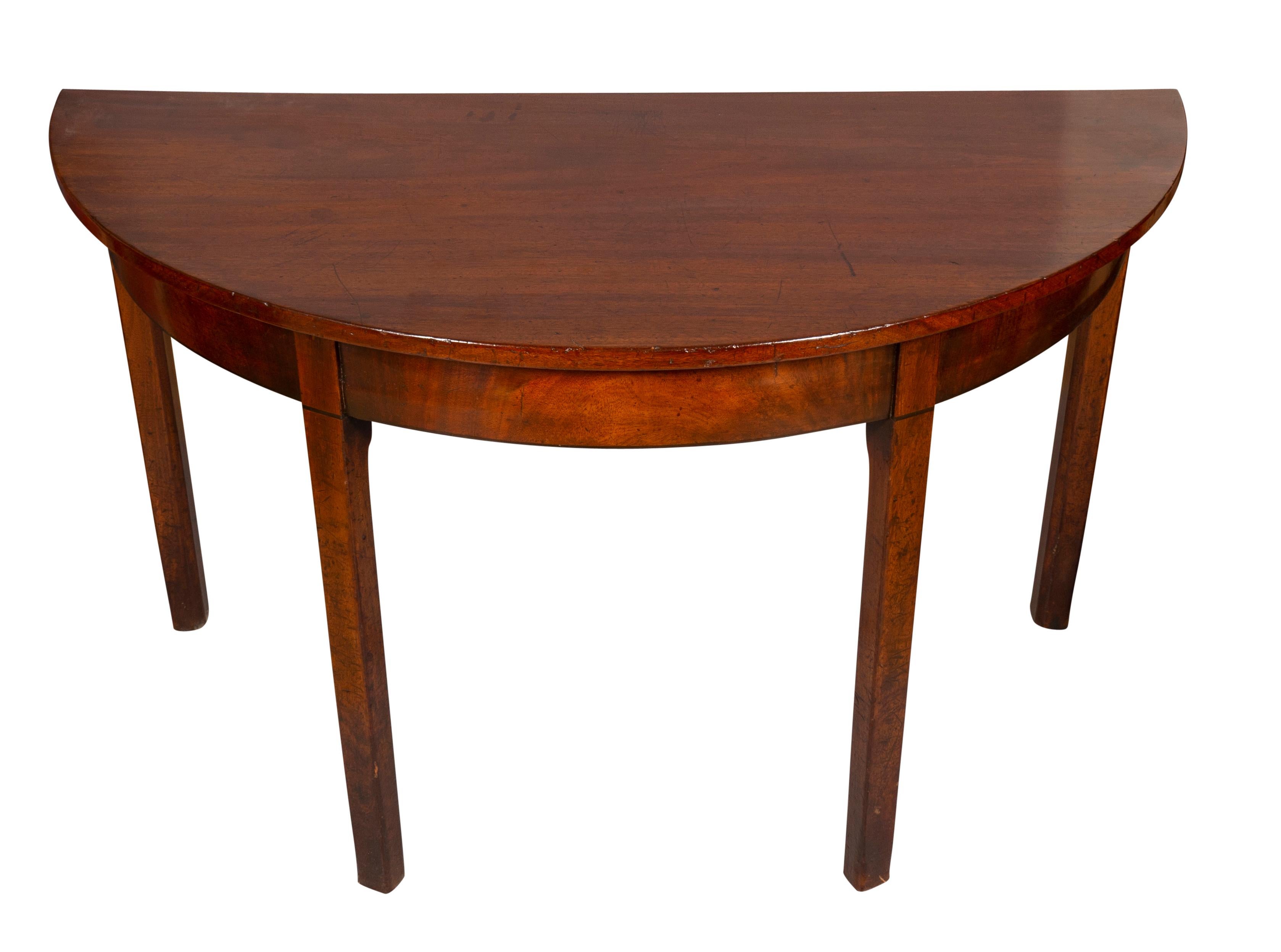 Pair George III Mahogany Demilune Console Tables For Sale 6