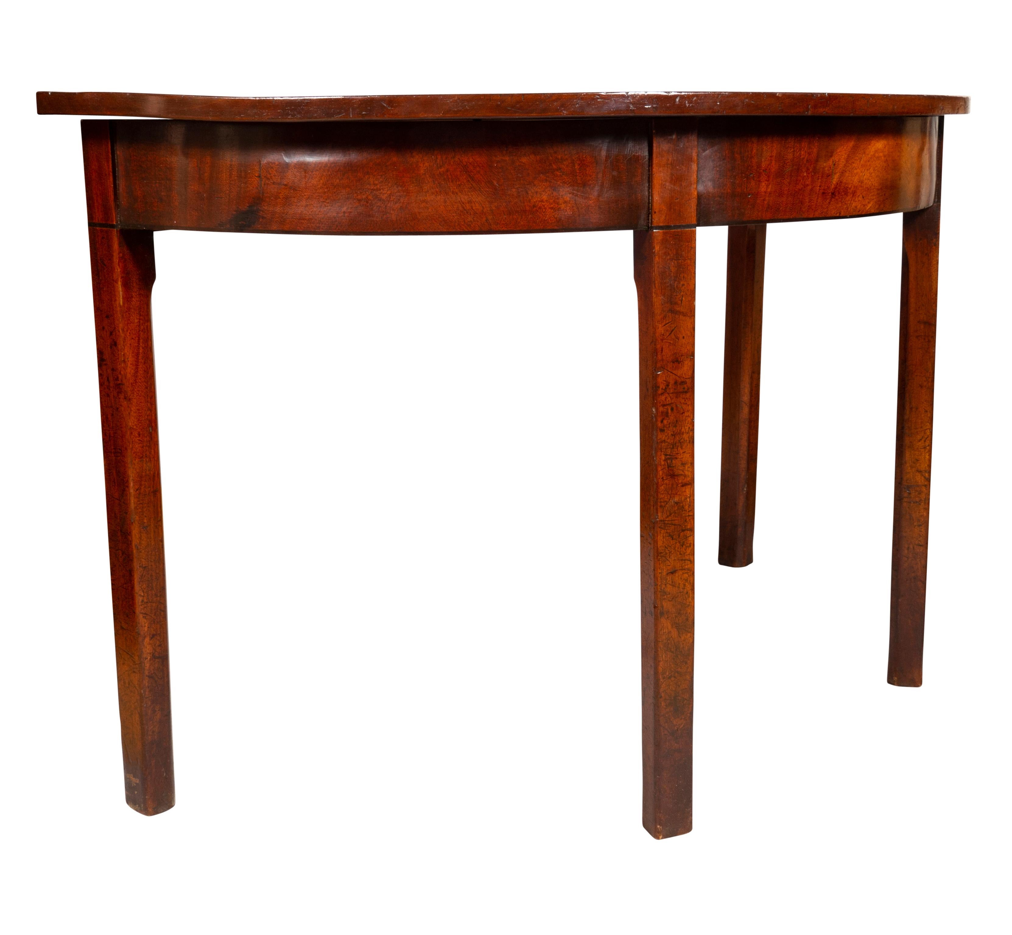 Pair George III Mahogany Demilune Console Tables For Sale 9