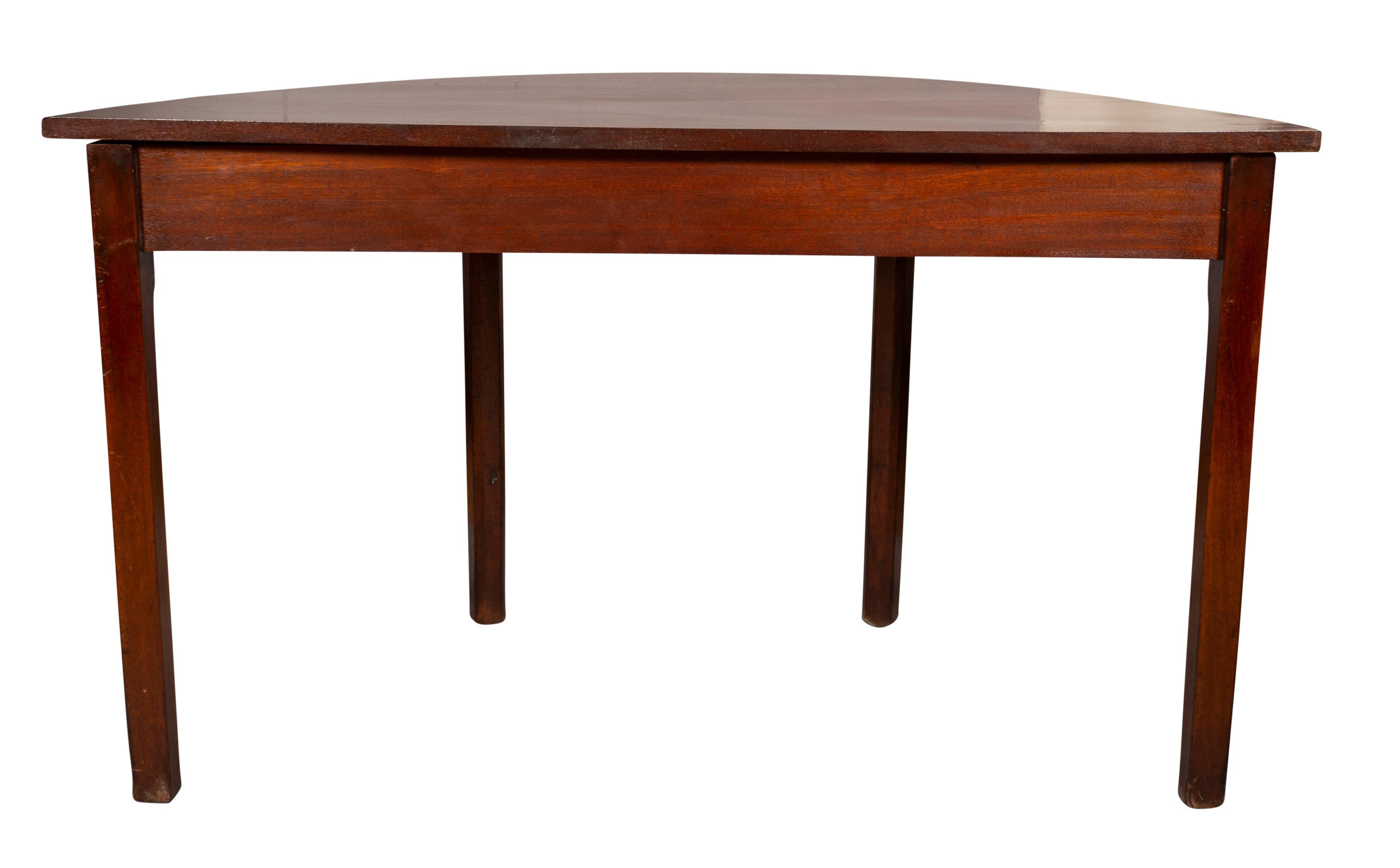 Pair George III Mahogany Demilune Console Tables For Sale 12