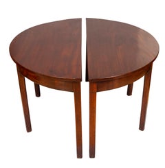 Pair George III Mahogany Demilune Console Tables
