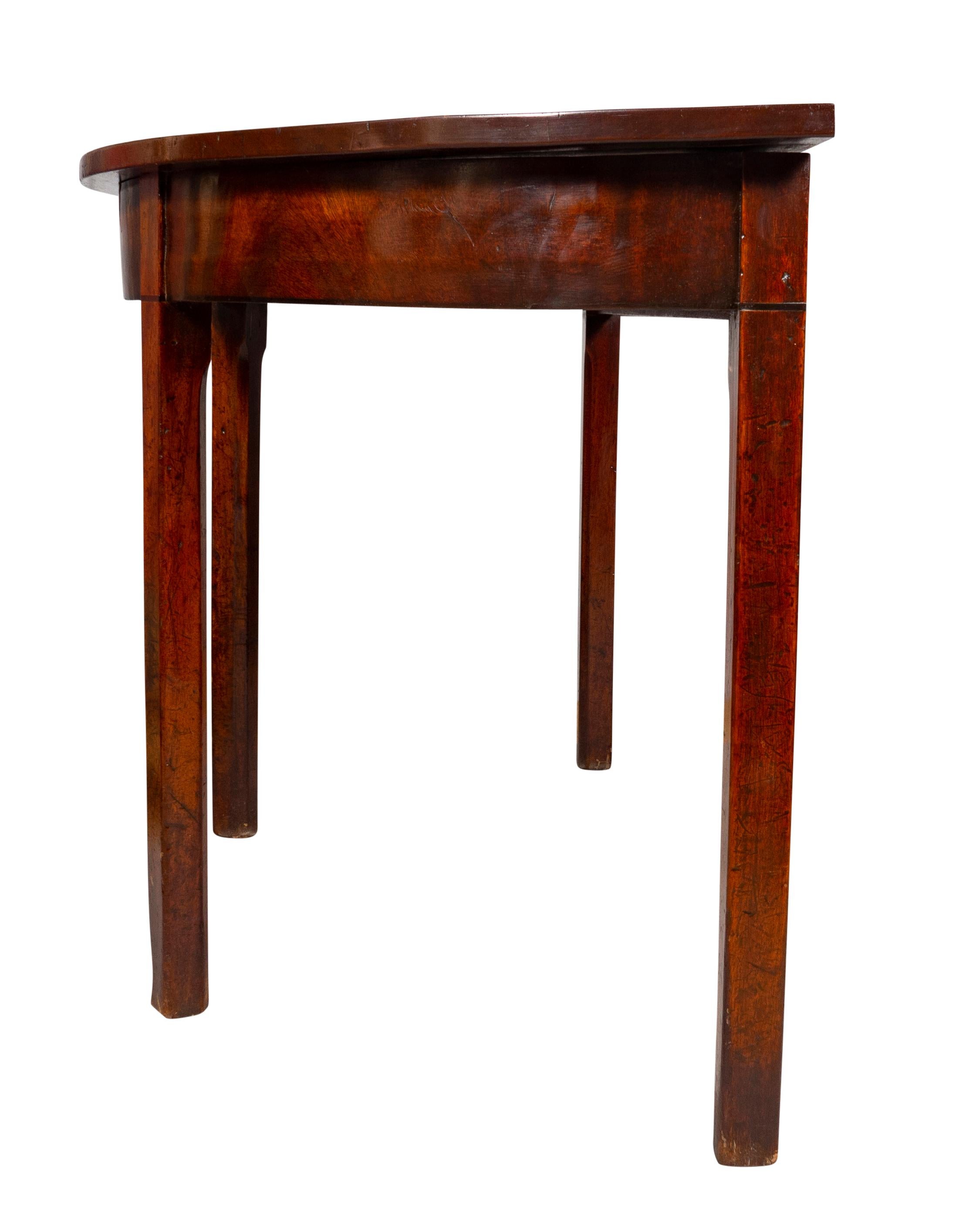 Pair George III Mahogany Demilune Console Tables For Sale 4
