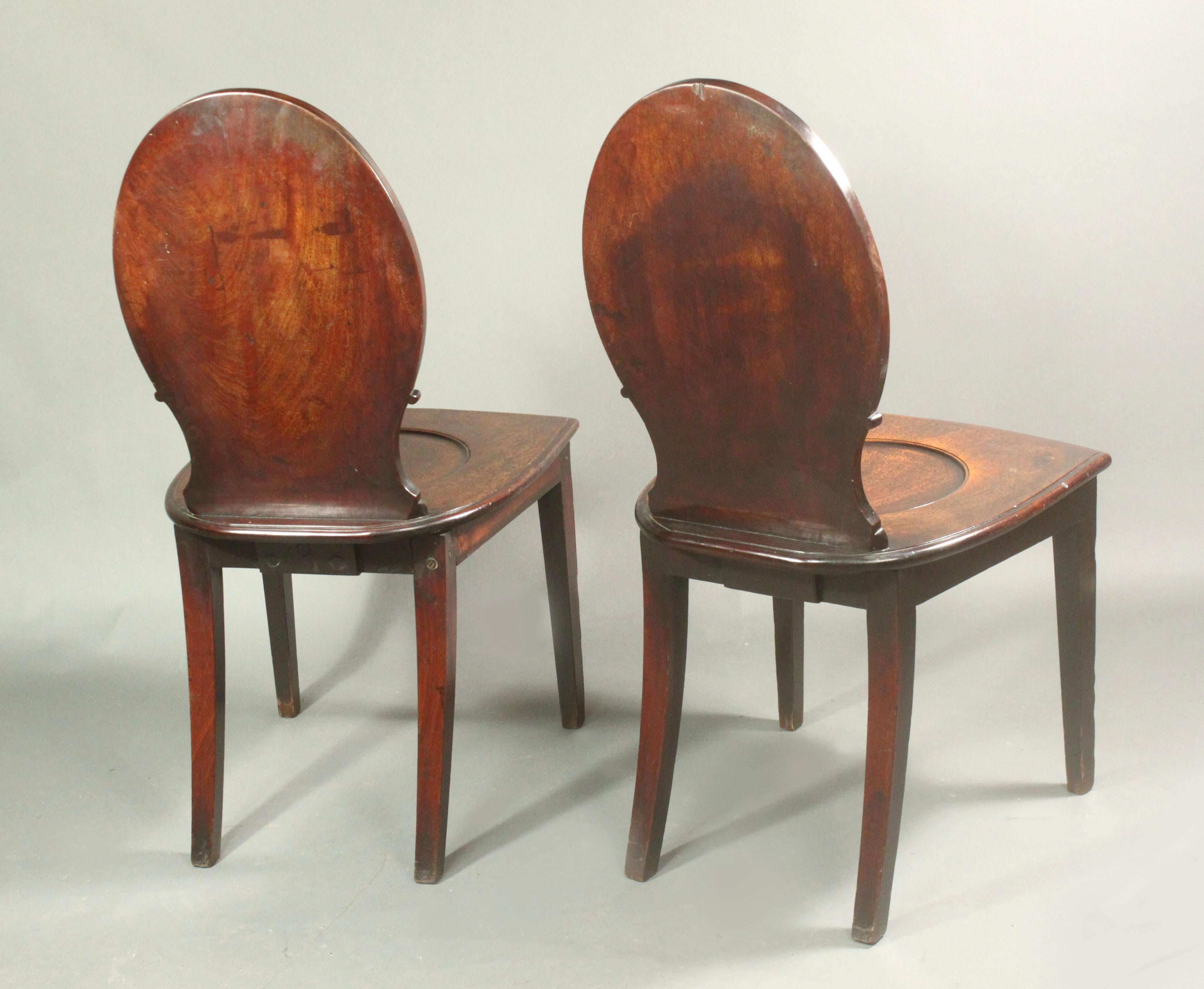 Pair George III Mahogany Hall Chairs For Sale 1
