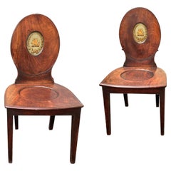 Pair George III Mahogany Hall Chairs