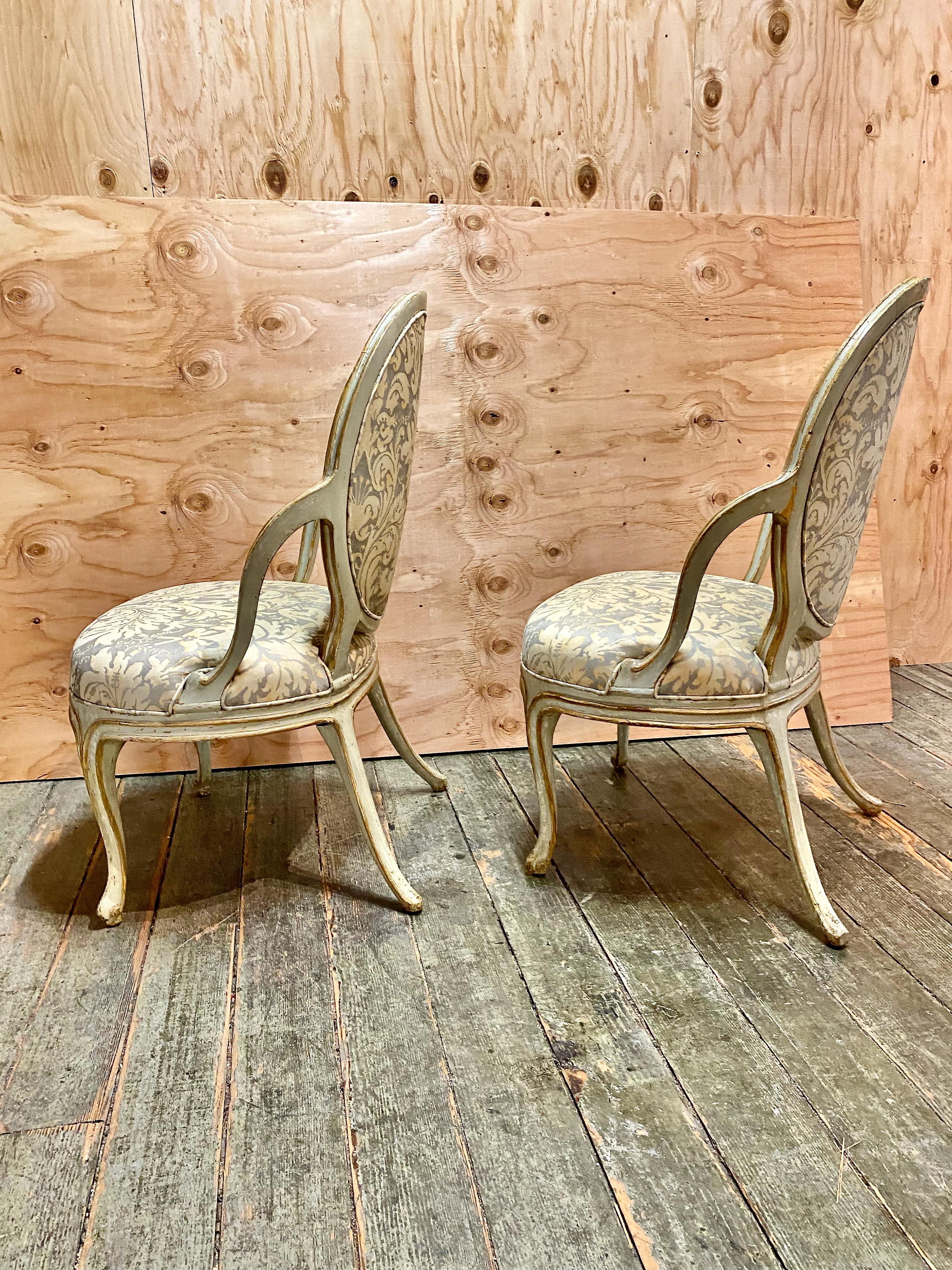 Paire de fauteuils George III, tissu d'ameublement Fortuny vintage en vente 2