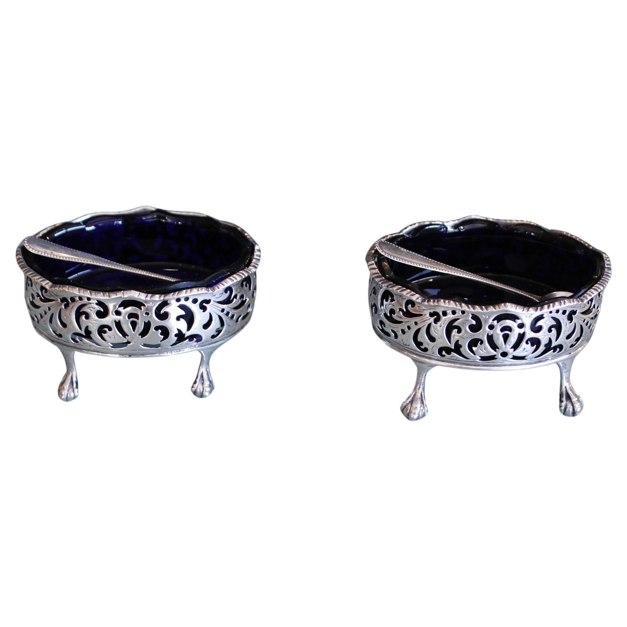 Pair George III Sterling Salt Cellars, David and Robert Hennell 1769