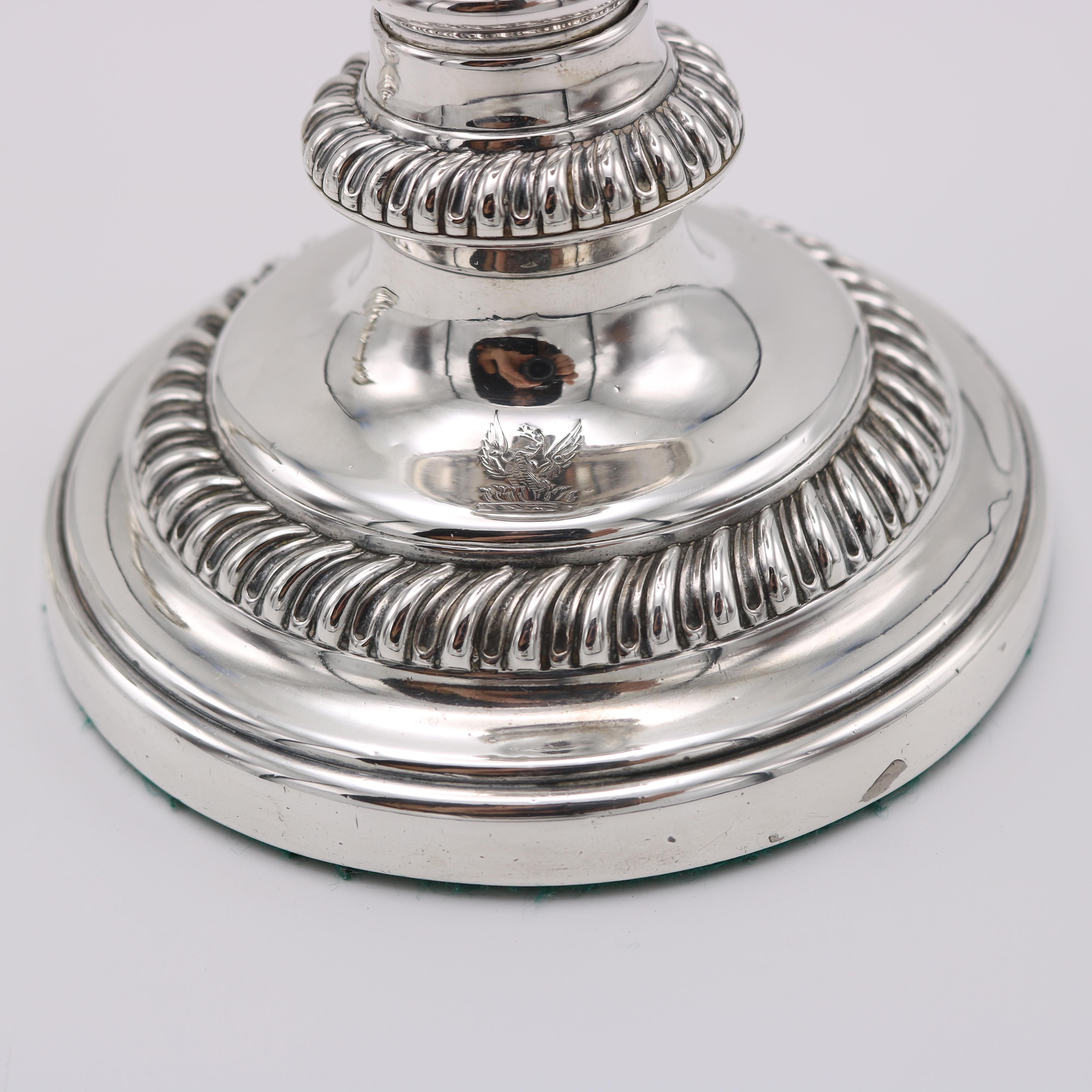 English Pair George IV Period Telescopic Silver Candlesticks England circa 1825 For Sale
