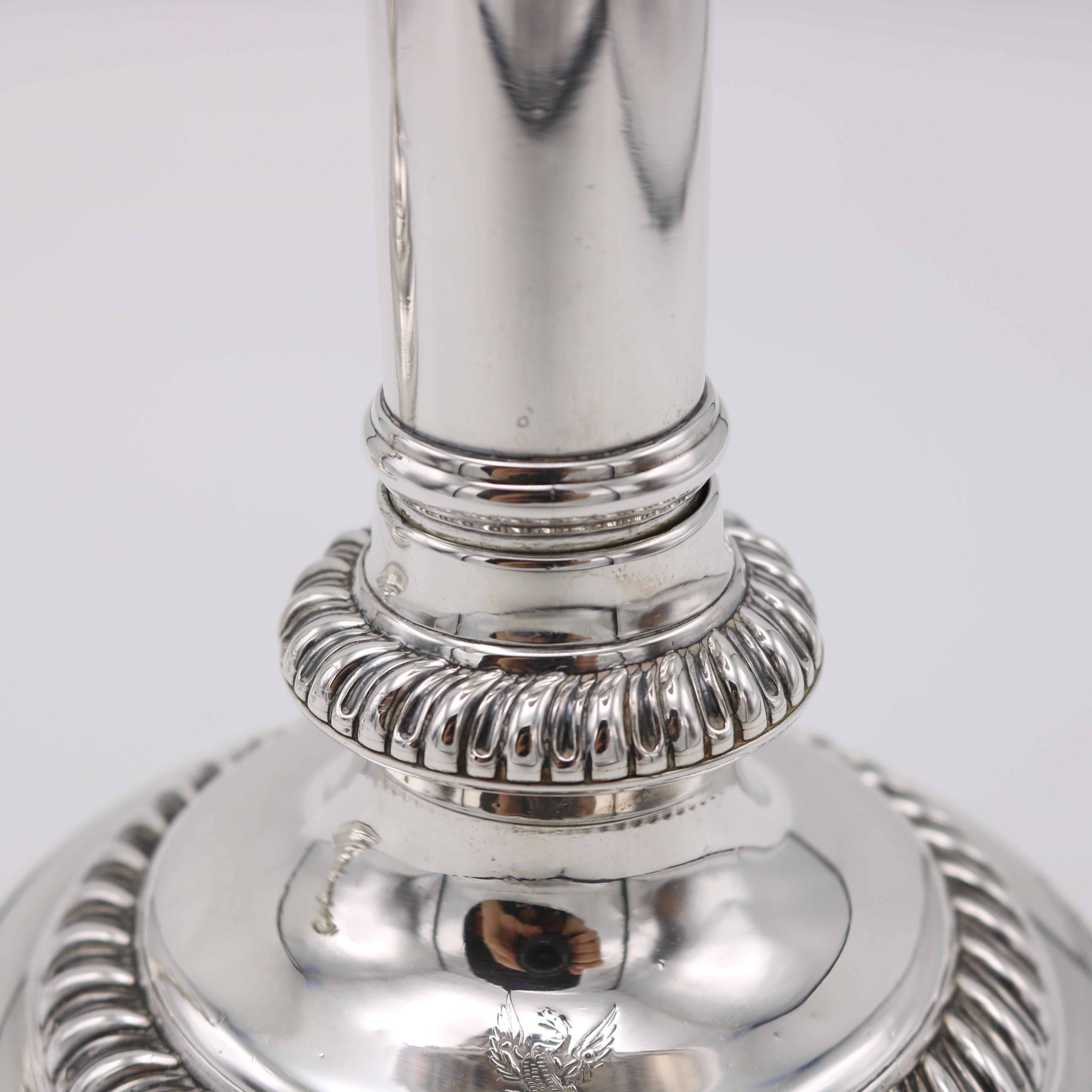 Pair George IV Period Telescopic Silver Candlesticks England circa 1825 In Good Condition For Sale In New York, NY