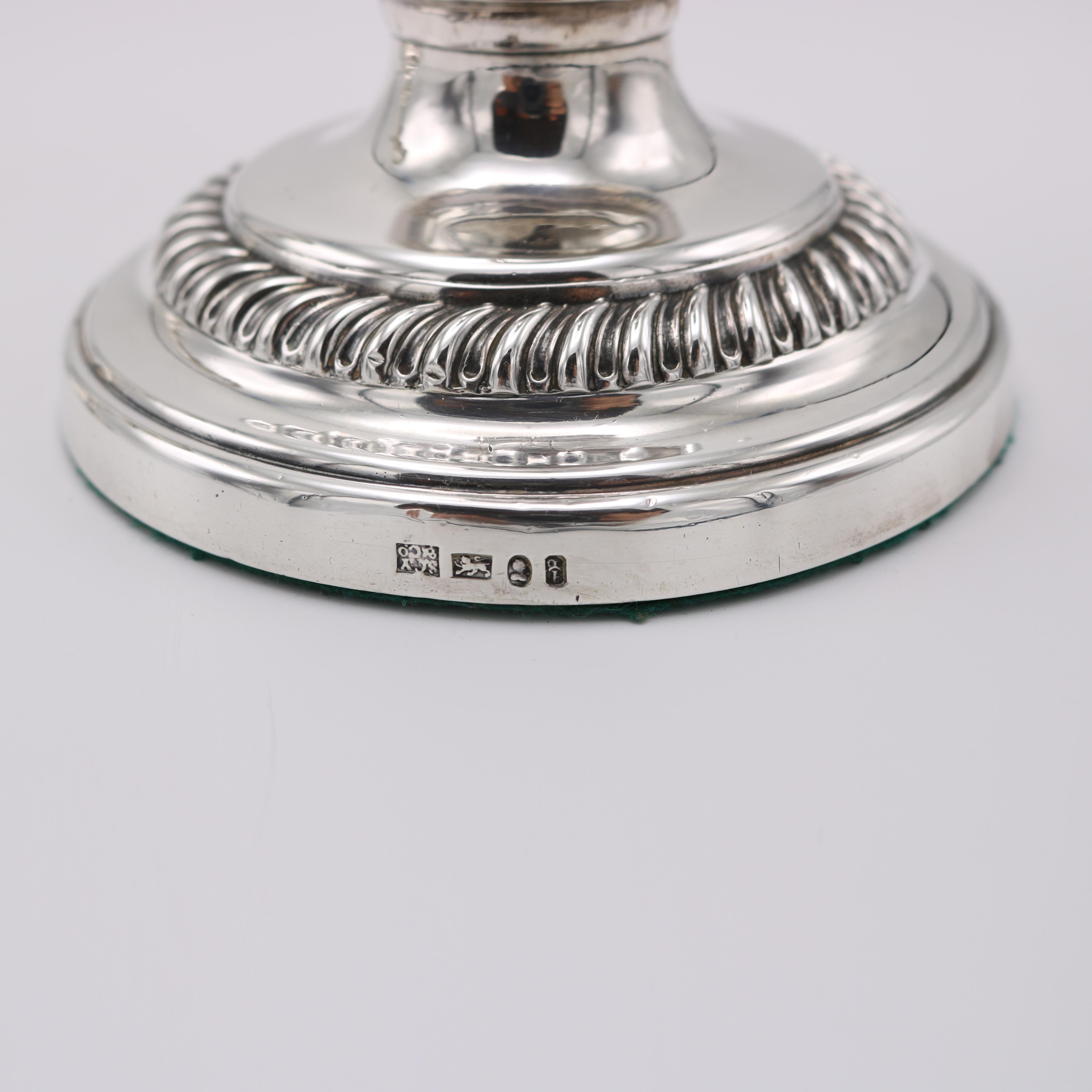 Silver Plate Pair George IV Period Telescopic Silver Candlesticks England circa 1825 For Sale