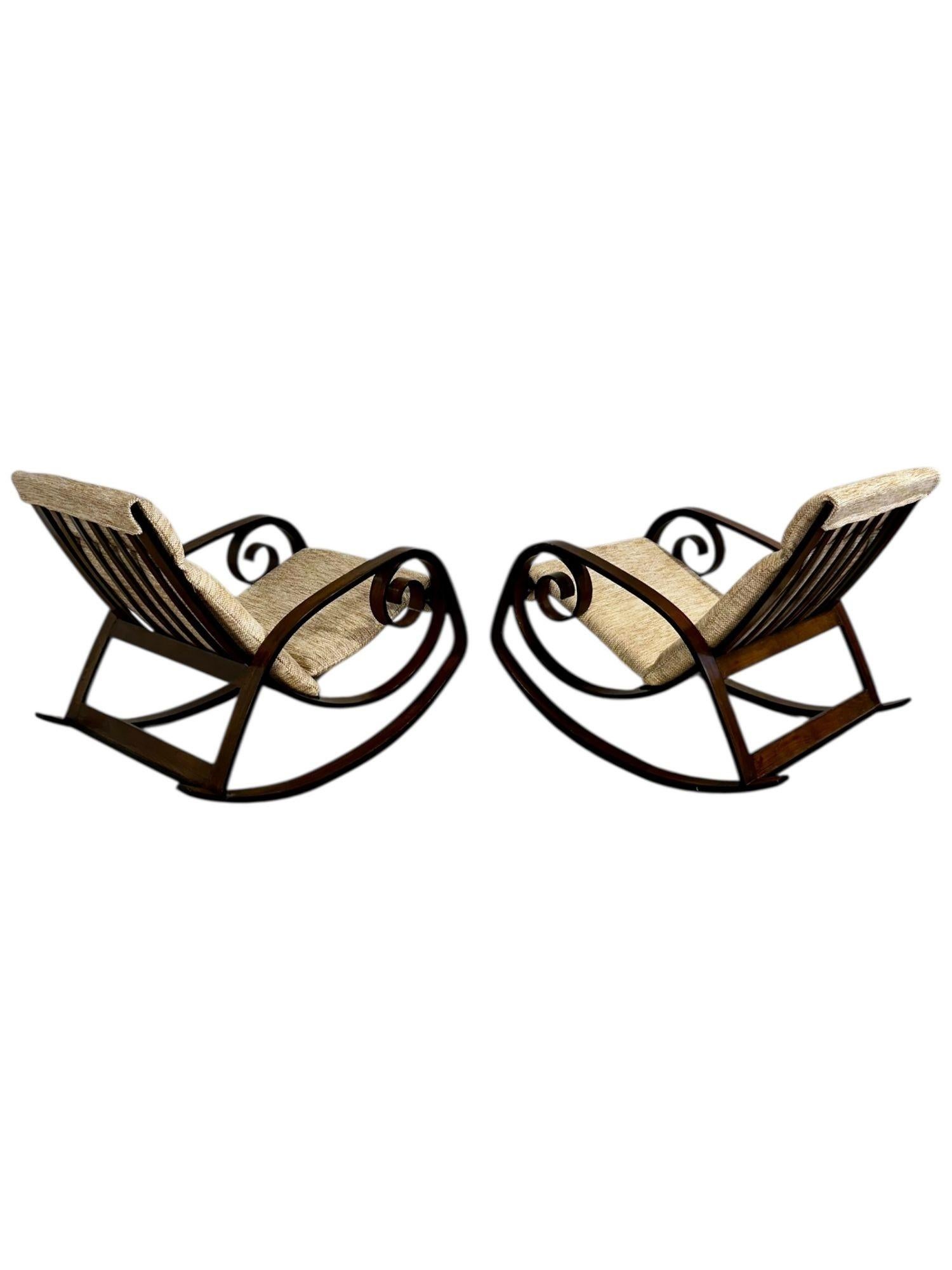 Mid-Century Modern Pair George Mulhauser for Plycraft “Sultana” Rocking Chairs, 1960 For Sale