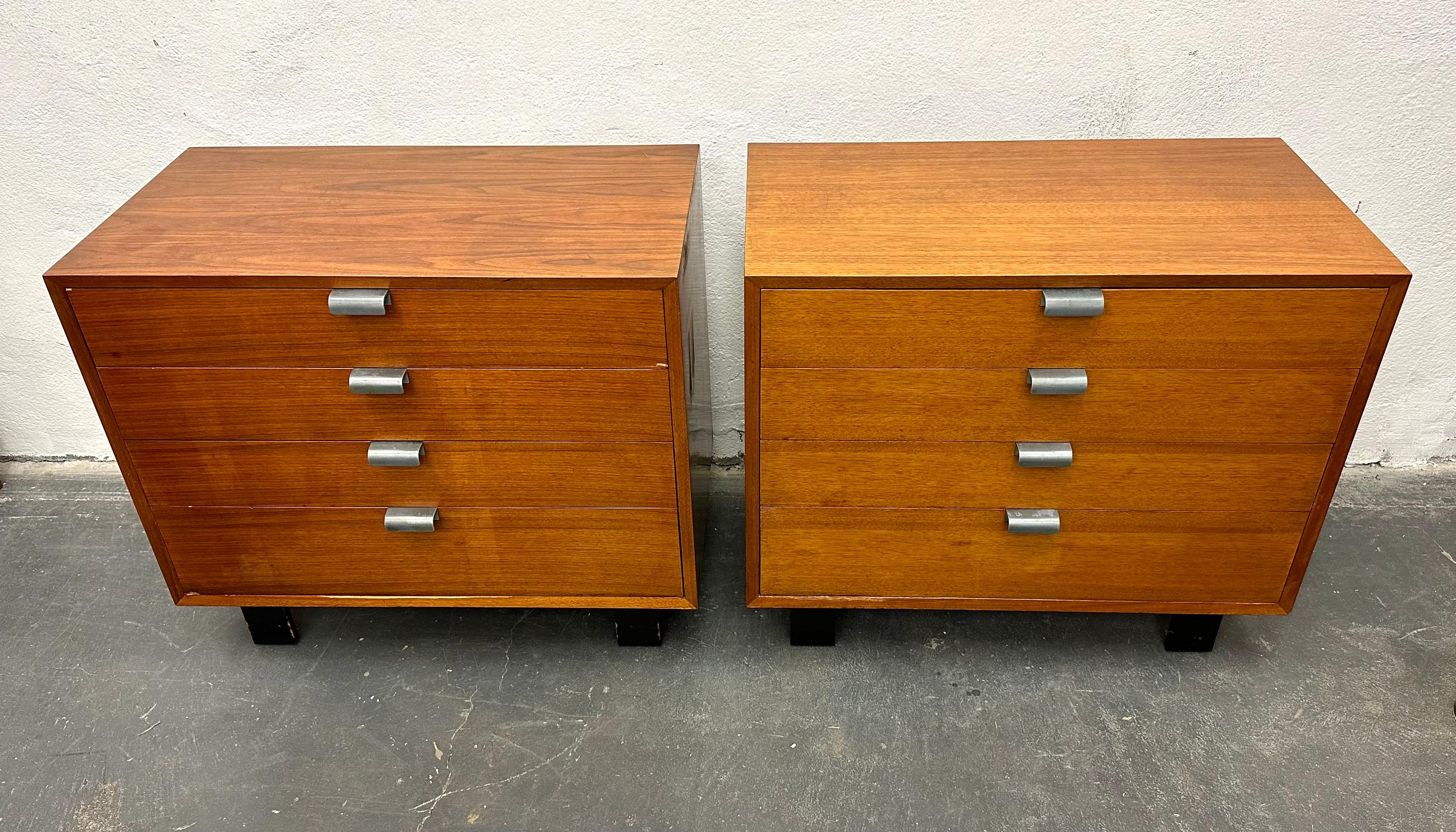 Mid-Century Modern Pair George Nelson 4-Drawer 'Basic Group' Dressers