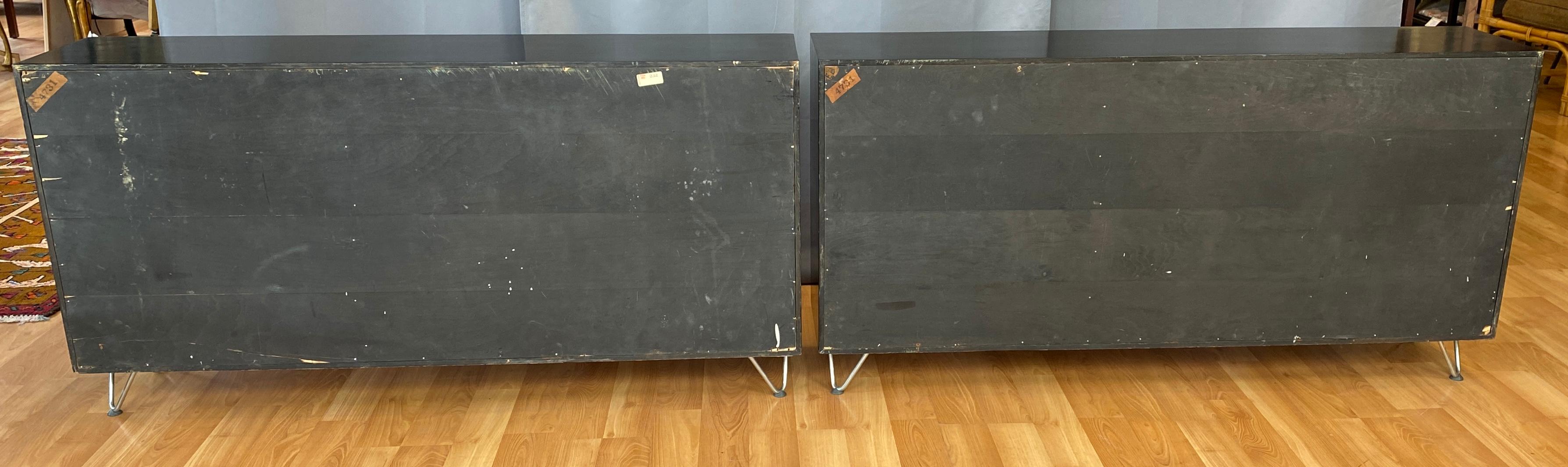 Pair George Nelson for Herman Miller Black Bookcases with Walnut Doors For Sale 7