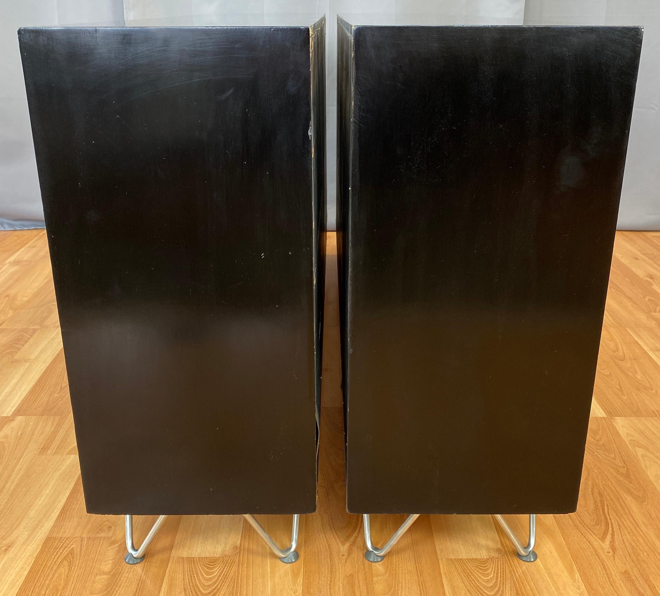 Pair George Nelson for Herman Miller Black Bookcases with Walnut Doors For Sale 8
