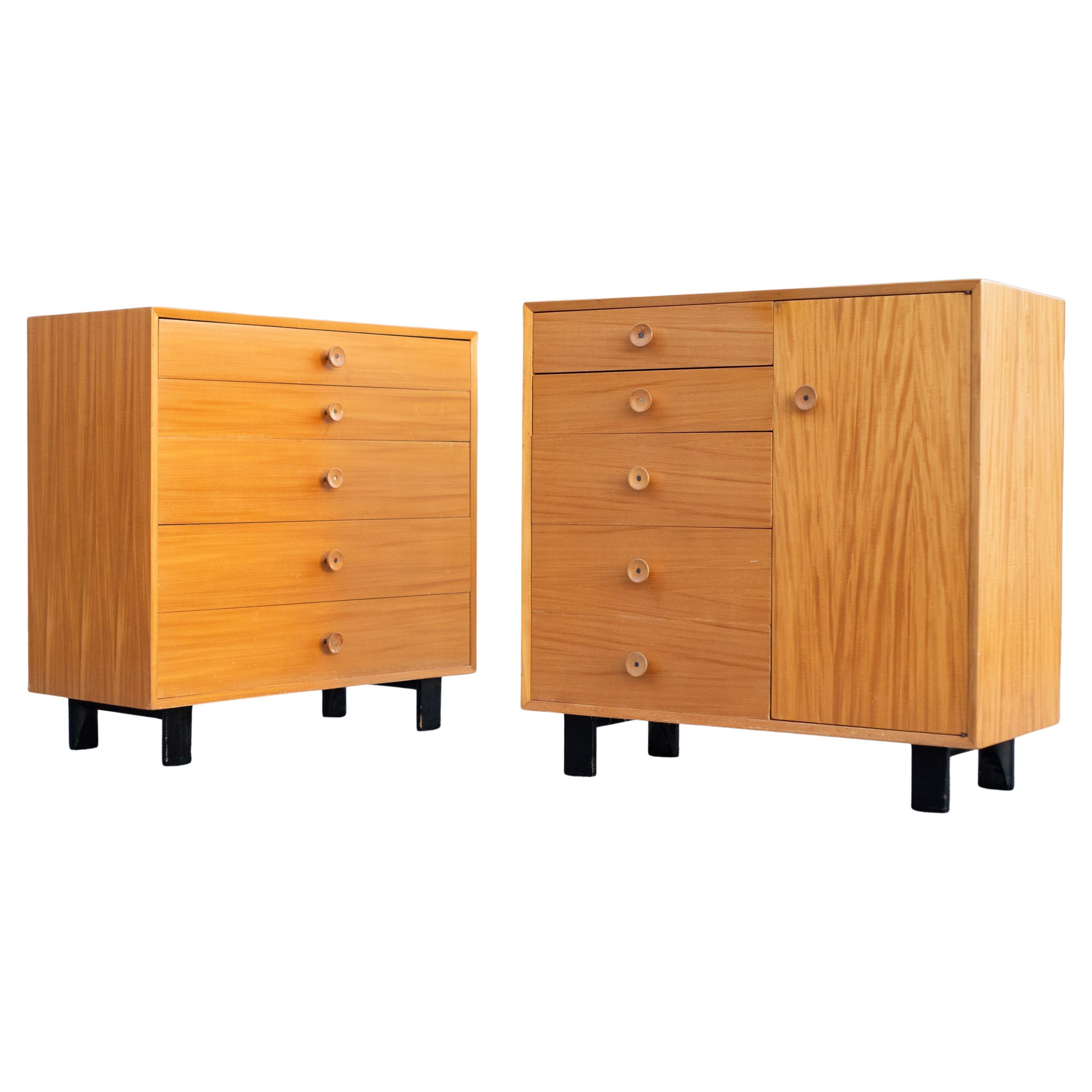 Paar George Nelson Herman Miller-Kommoden mit 5 Schubladen + Tür Primavera Basic Series