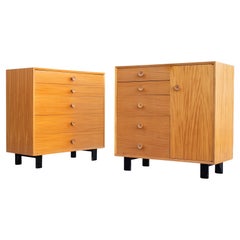 Pair George Nelson Herman Miller 5-Drawer Chests + Door Primavera Basic Series