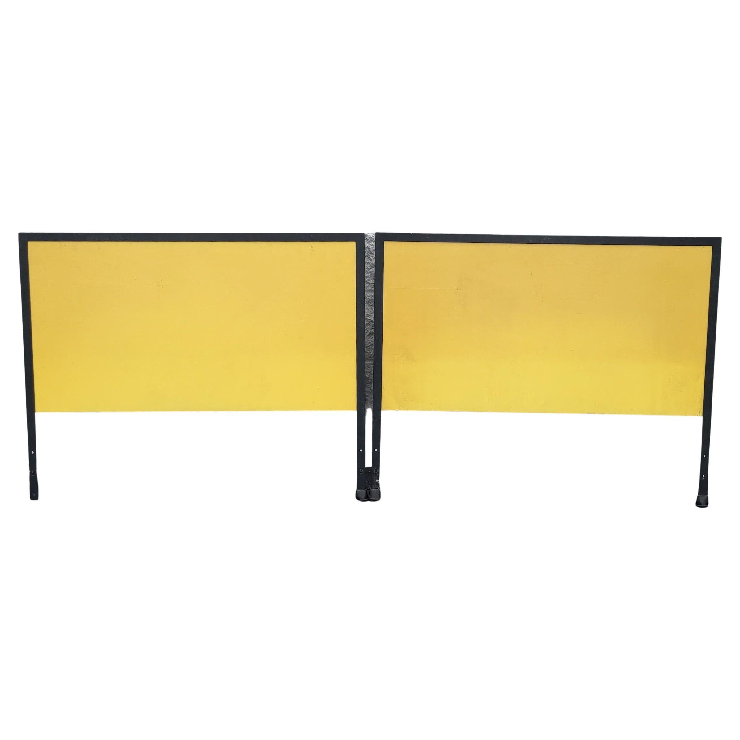 Pair George Nelson Steel Frame Yellow Headboards Herman Miller