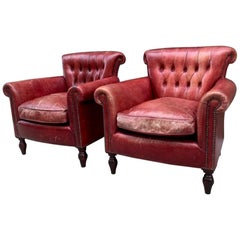 Pair of George Smith Leather Lounge Chairs
