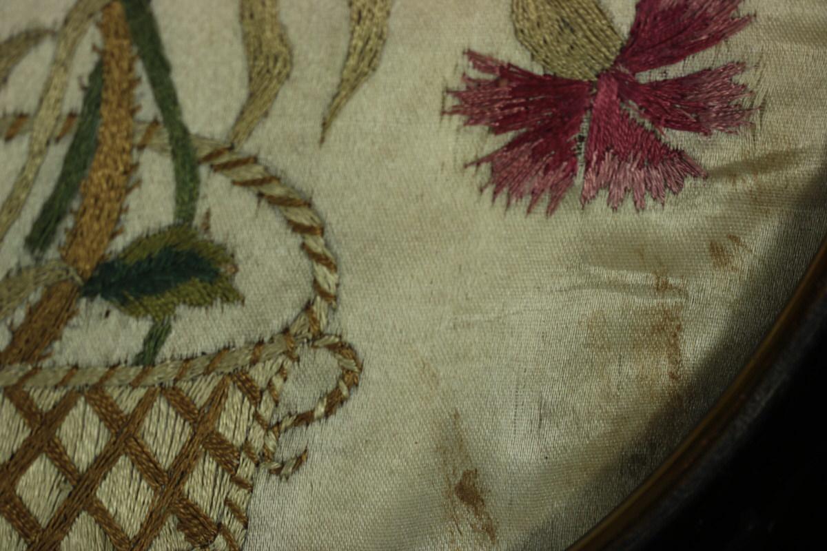 Pair of Georgian Antique Silkwork Floral Embroideries 4