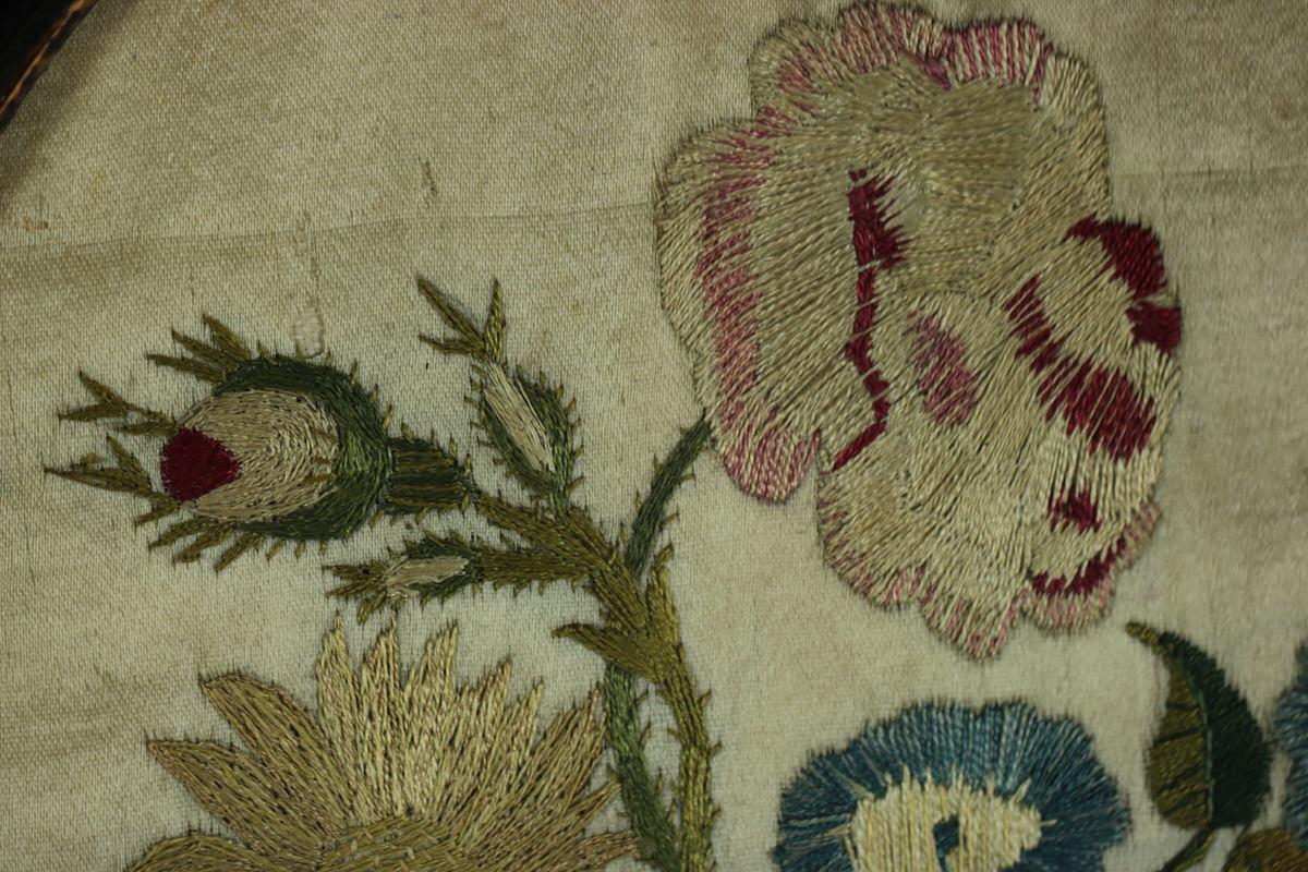Pair of Georgian Antique Silkwork Floral Embroideries 5