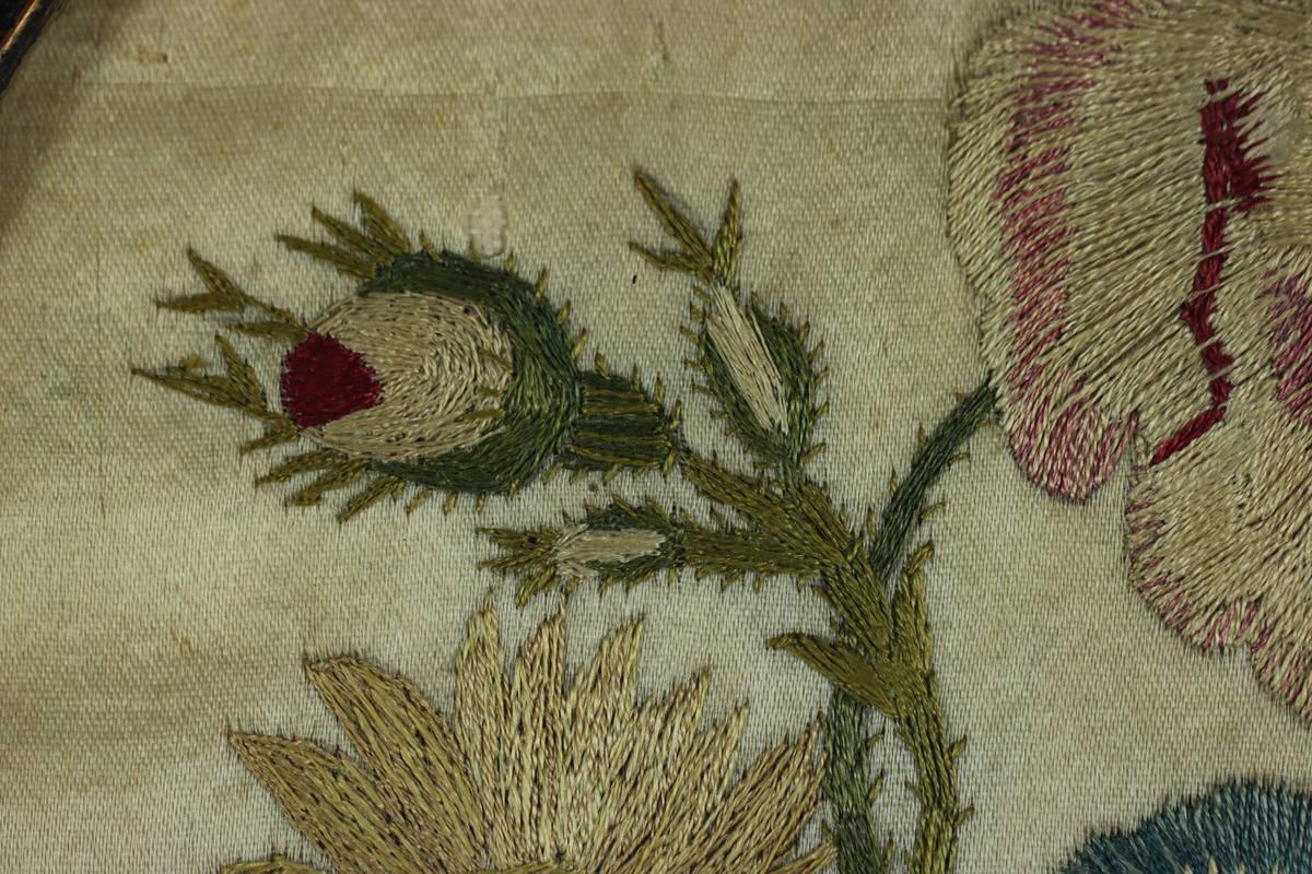 Pair of Georgian Antique Silkwork Floral Embroideries 7
