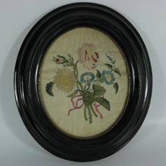 Pair of Georgian Antique Silkwork Floral Embroideries