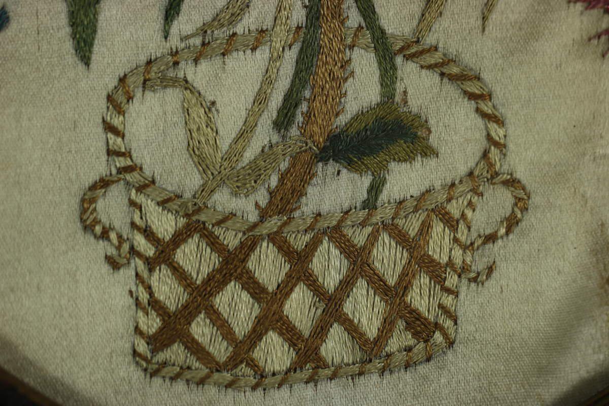 Pair of Georgian Antique Silkwork Floral Embroideries 1