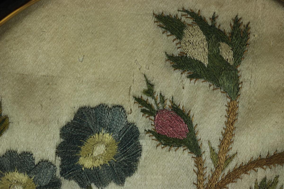 Pair of Georgian Antique Silkwork Floral Embroideries 3