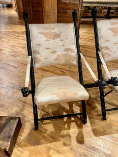 Pair, Georgian Brighton Pavilion Carved Chinese Export Campaign Chairs