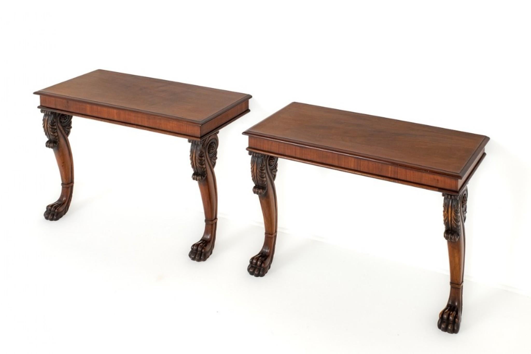 Pair Georgian Console Tables Mahogany Revival For Sale 3