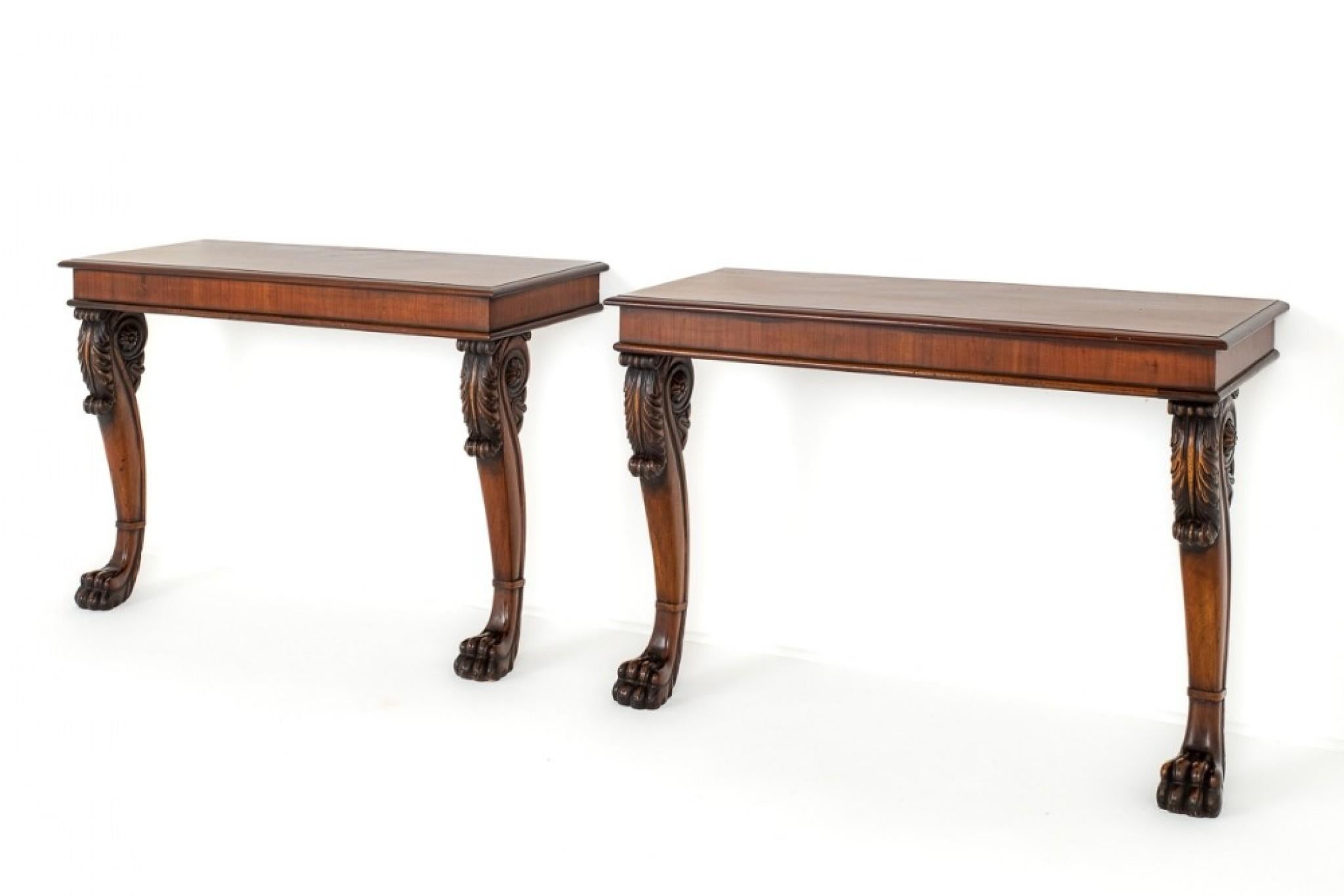 Pair Georgian Console Tables Mahogany Revival For Sale 4